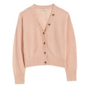 Madewell Alpaca V-Neck Cropped Cardigan Heather Pale Blush NU530 Size Small New